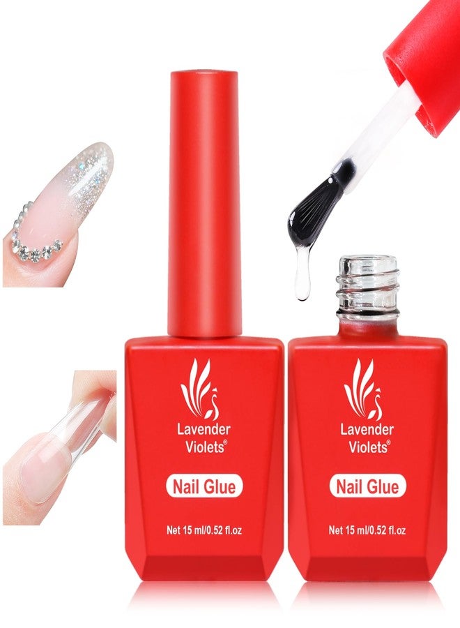 Lavender Violets 2Pcs 15ml Gel Nail Glue for Acrylic Nails Tips, 10 in 1 Nail Glue for False Nail Tips Base Building Rhinestone Blooming Art Gel Long Lasting U V Light Cure A111x2 - Image 1